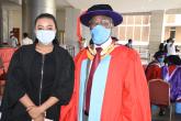 Prof. Kiama  posing for a photo after the installation ceremony 