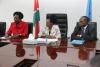 Chair of Council Prof. Julia Ojiambo addressing the staff at CCU