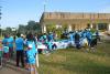 The field is full of students and staff to start the keeping fit exercise